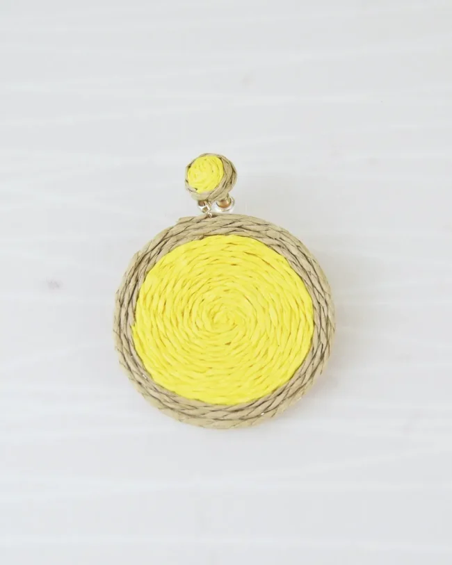 Arete Espiral Fibras Amarillo