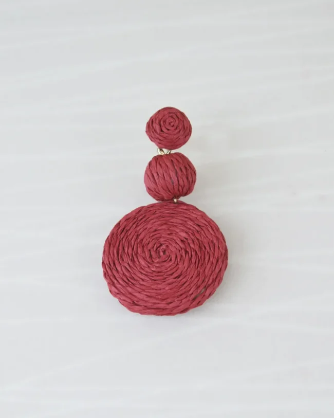 Arete Redondo Fibras Rojo