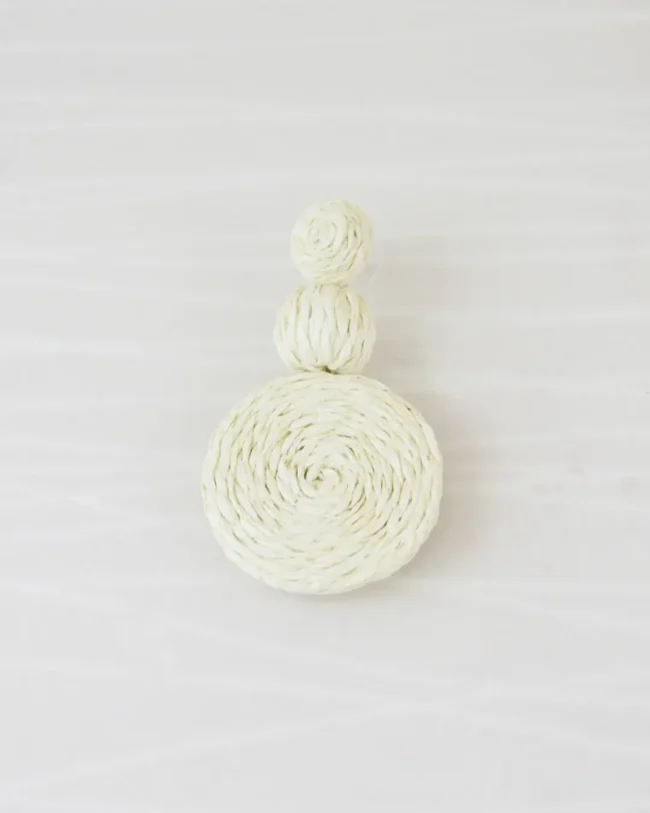 Arete Botón Fibras Beige