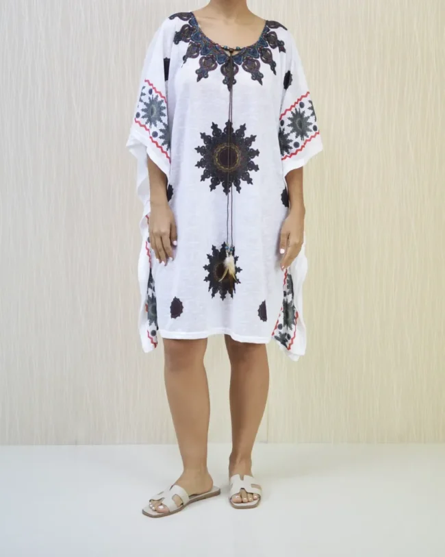 Poncho Soles Cenefa Blanco