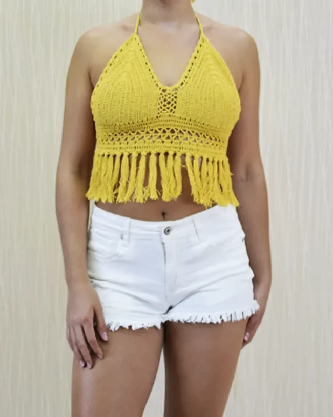 Top Crochet Flecos Amarillo