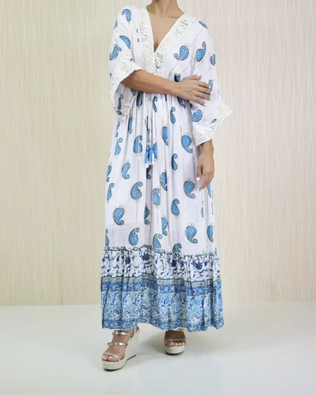 Vestido Encaje Lúrex Turquesa