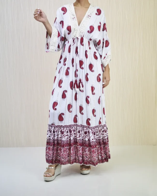 Vestido Encaje Lúrex Rojo