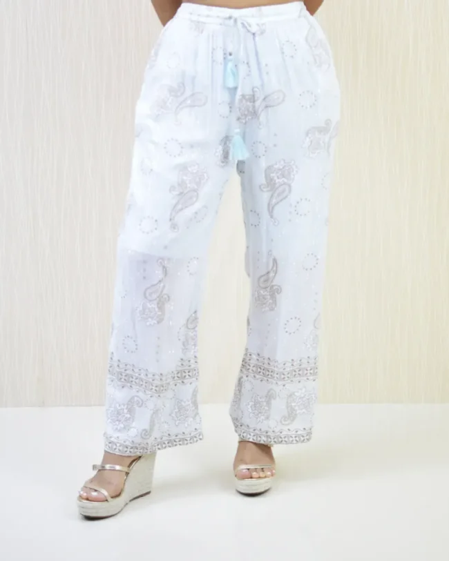 Pantalón Estampado Paisley Turquesa